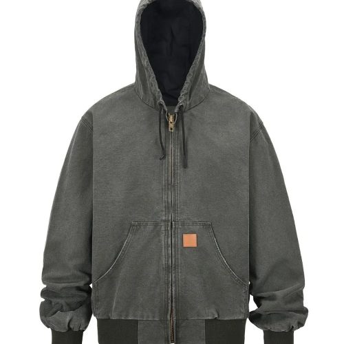 Men's Zip Up Washed Hooded Jacket