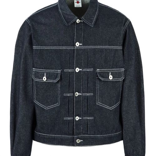 Men's Contrast Stitching Button Up Denim Jacket