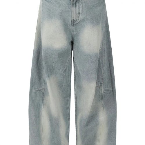 Men's Washed Curved Jeans with Contemporary Fade
